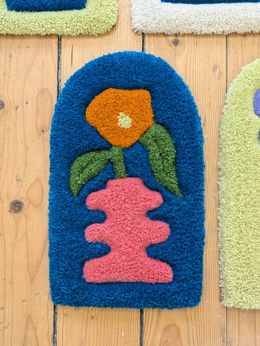 Orange Flower Pink Vase Floral Wall hanging